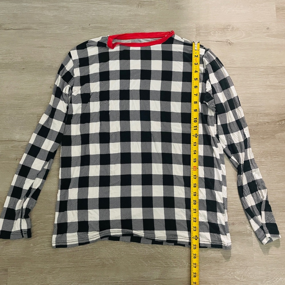 Little Sleepies Black and White Plaid Long Sleeve Tee